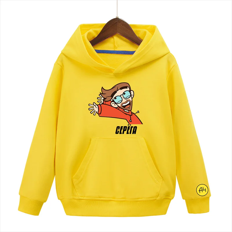 

A4 Lamba Print Boy Girl Hoodies High quality 80% Cotton СЕРЁГА ГЛЕНТ Spring Children Boy Sweatshirt Yellow Kids Anime Clothes