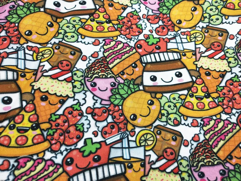 145 см Ширина мультфильм попкорн и пиццы холщовая ткань с принтом для подушек вам