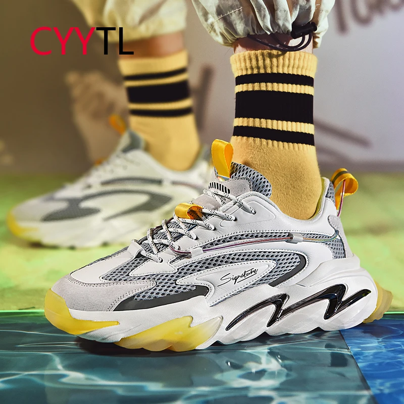 

CYYTL Running Youth Boys Shoes for Men Fashion Sneakers Increase Casual Footwear Breathable Walking Soft Sole Glowing Tennis