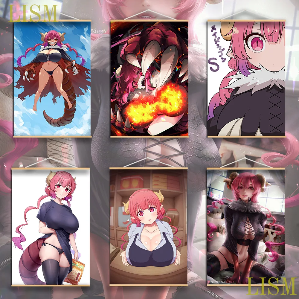 

Miss Kobayashi's Dragon Maid Ilulu Anime Poster Scroll Game Poster Fashion Home Decor Art Canvas with Solid Wood Hanging Scroll