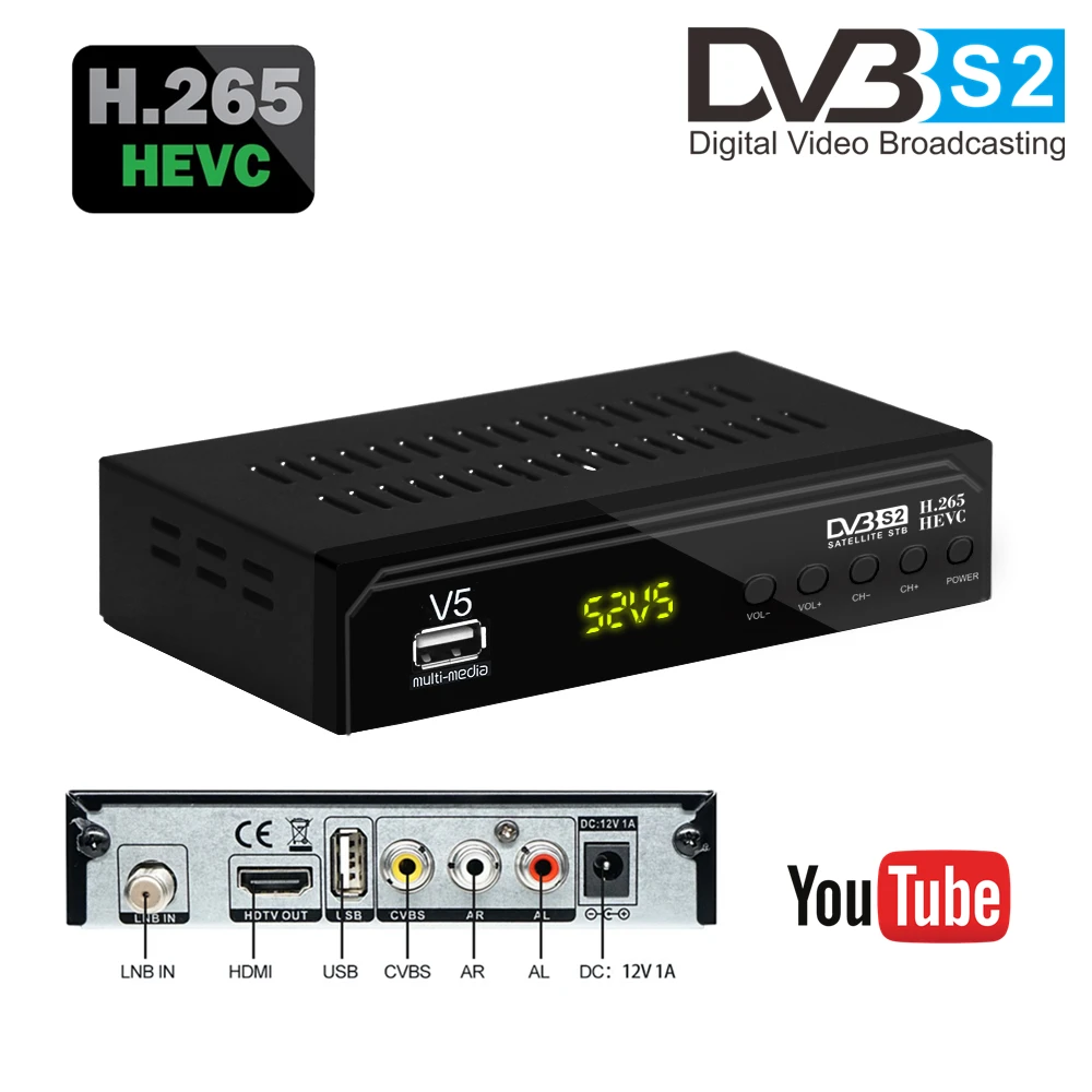 DVB-S2 V5 спутниковый ресивер цифровой ТВ-приставка тюнер Поддержка HD H.265 AC3 DVB S2