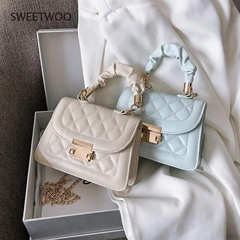 

Casual PU Leather Sling Handbag Purse Women Elegant Chain Shoulder Crossbody Bag Popular Simple Female Daily Bag
