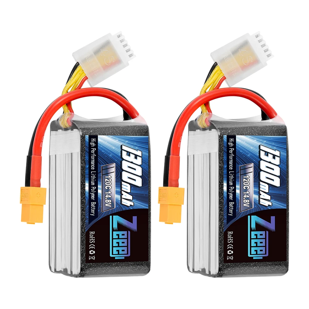 2 шт. Zeee Lipo батарея 14,8 V 120C 1300mAh 4S графеновая батарея с разъемом XT60 для FPV гоночный Дрон Квадрокоптер RC автомобиль самолет
