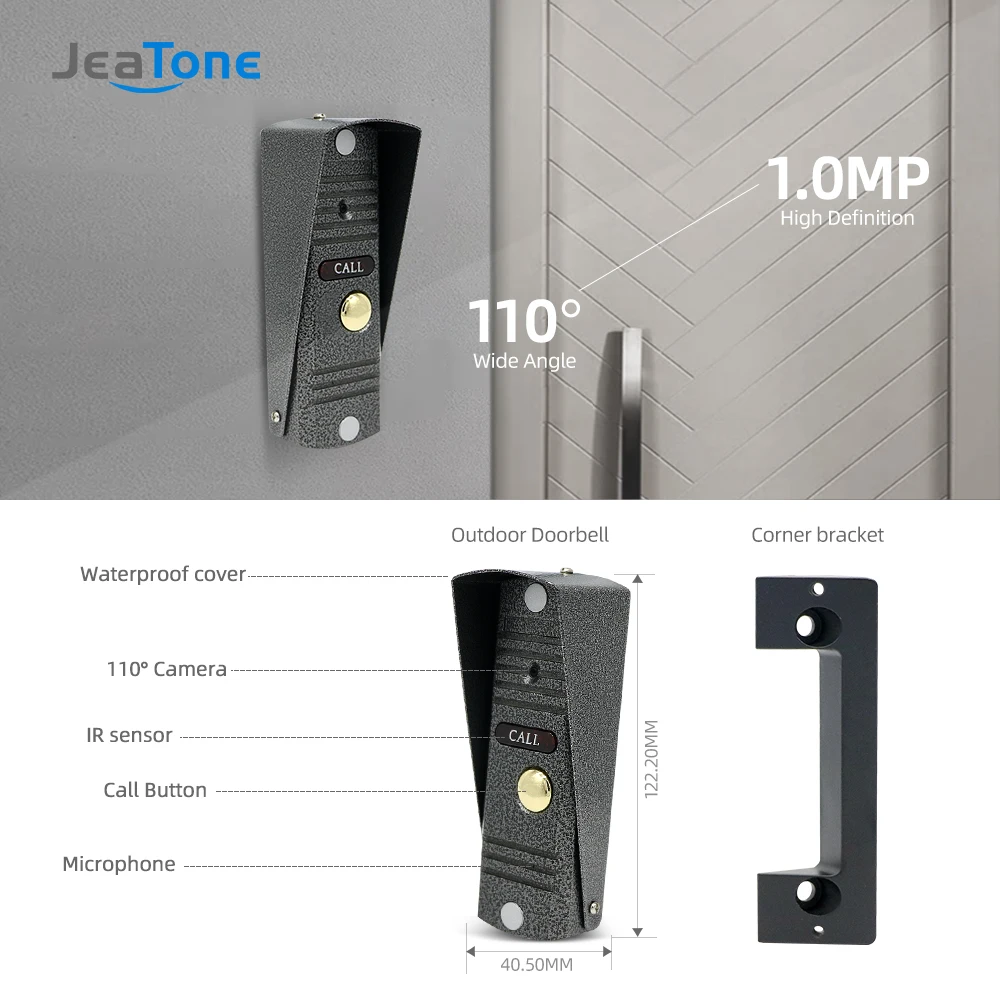 Jeatone 7 дюймов беспроводной Wifi смарт IP видео домофон система с 2 монитором ночного