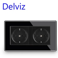 delviz eu standard wall socket black crystal panel 5v with usb ports146mm86mm16a ac 110250v double frame usb power outlet
