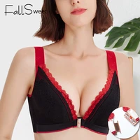 fallsweet push up bra front closure sexy lingerie plus size deep v brassiere plunge underwear women lace bralette