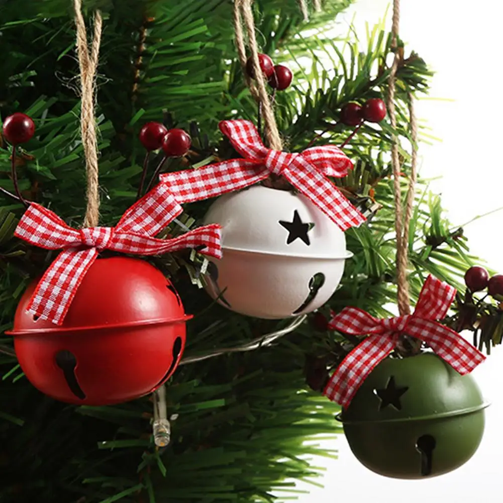 

1Pcs Christmas Bell Red White Green Metal Jingle Bells Christmas Tree Hanging Pendant Ornament Christmas Decoration for Home