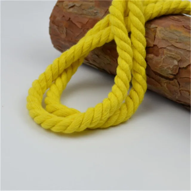 Yellow Хлопок, 10 метров, 3 акции, скрученные хлопковые шнуры, 8 мм, сделай сам, украшение для рукоделия, хлопковая веревка для сумки, пояса, Швейные аксессуары для рукоделия - Цвет: Yellow