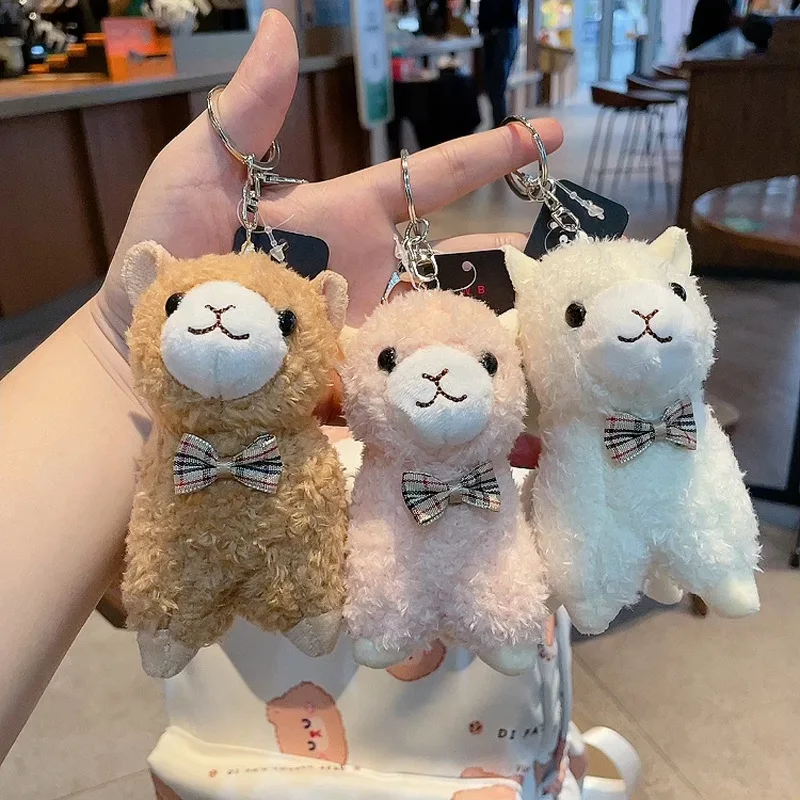 

Creative cute cartoon plush alpaca keychain doll pendant personalized bag accessories car key chain gift