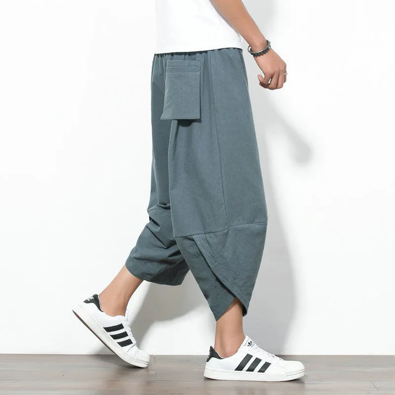 

Mens Loose Cross Pants Summer Red Embroidery Joggers Streetwear Harem Pants Male Plus Size 5Xl Men Casual Pants Fashionable