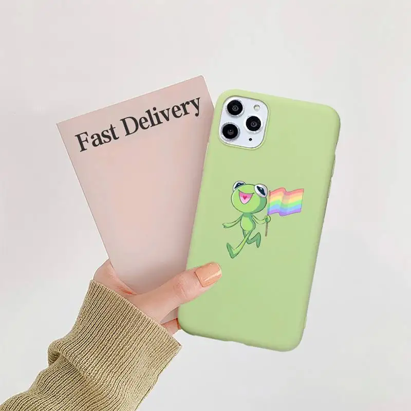 

Kermit the Frog funny animal Phone Case Candy Color for iPhone 11 12 mini pro XS MAX 8 7 6 6S Plus X 5S SE 2020 XR accessorie