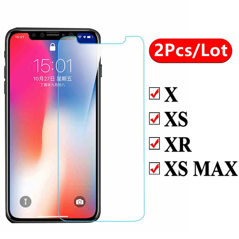

2Pcs Glass on the for iPhone 12 11 Pro XR X XS Max Safety Protective Glass for iPhone 7 6 6s 8 Plus SE 5s Screen Protectors Film