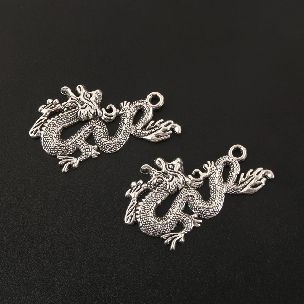 2 шт. подвески в виде китайского дракона серебряного цвета|pendants for bracelets|silver dragon