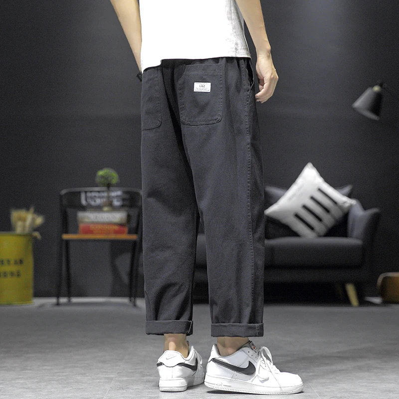 Брюки мужские повседневные с завязкой джоггеры хлопковые штаны уличная одежда в