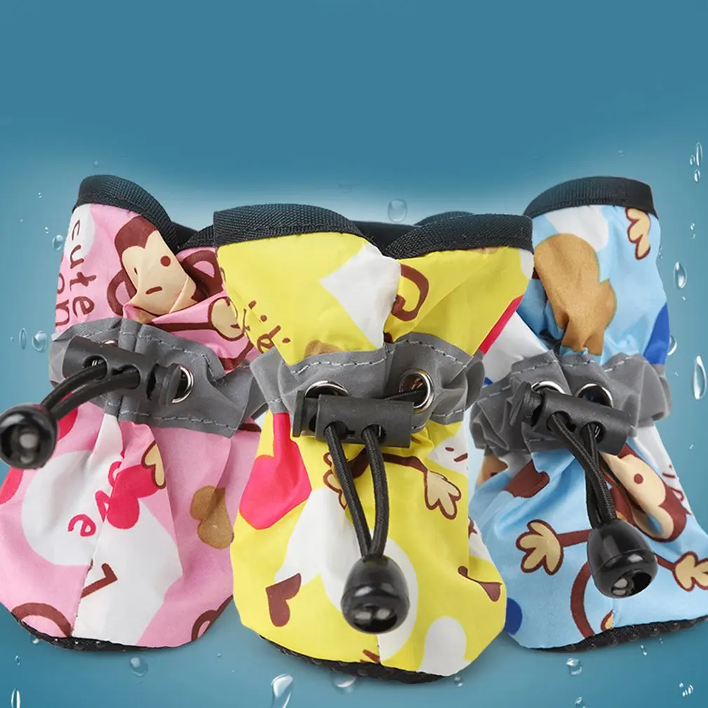 Hot Non-slip rainy day with dog shoes wear waterproof candy colored pet | Дом и сад