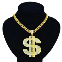 miqiao yellow gold plated hip hop us dollar money symbol luxury rich pendant collar chain necklace for men women fashion jewelry