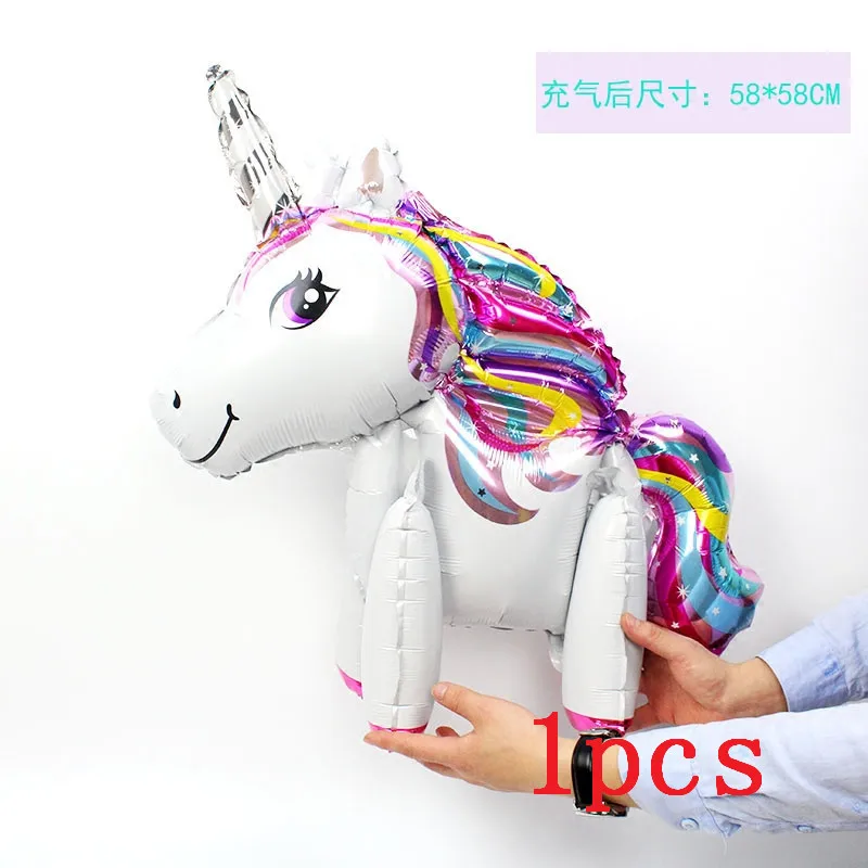 1pcs 3D unicorn Партия Единорог тема воздушные шары 18 дюймов звезда круглый шар Декор для вечеринки в честь Дня рождения Дети Радуга воздушные шары Единорог вечерние поставки - Цвет: 1pcs 3D unicorn