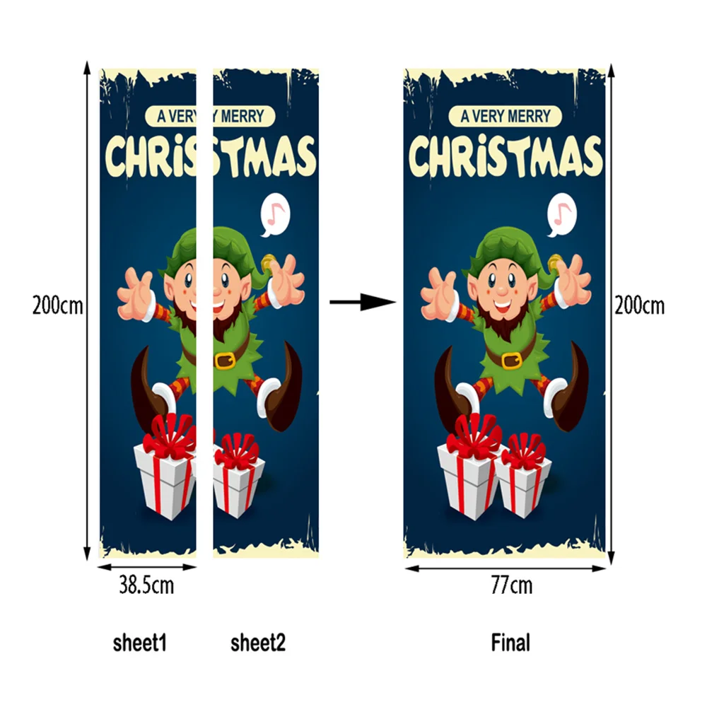 Украшение для дома водонепроницаемый подарок Рождественская дверная наклейка