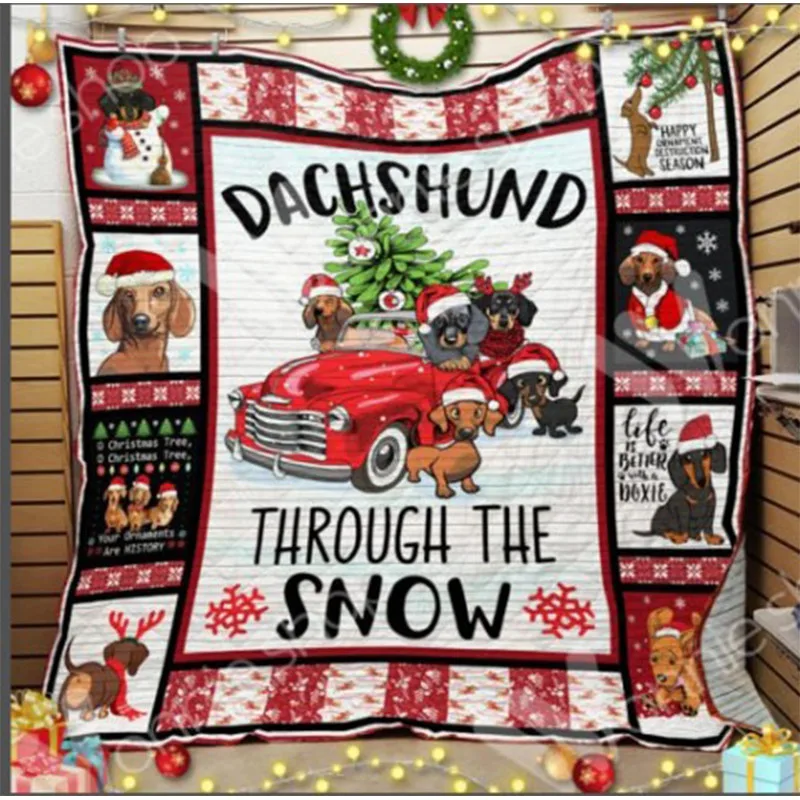 3D рождественское одеяло с изображением собаки модное покрывало на кровать