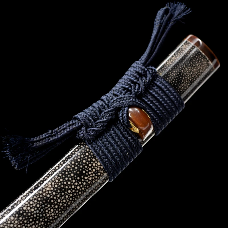 

Japanese Samurai Katana Folded Damascus Steel Clay Tempered Blade Razor Sharp Real Swords Handmade Full Tang Fully Ray Skin Saya