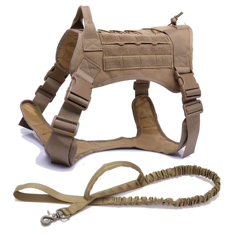 harness and leash 1000D нейлоновый ошейник для собак военный тактический поводок для собак K9 рабочий ошейник для собак Жилет для средних и больших собак - Цвет: harness and leash