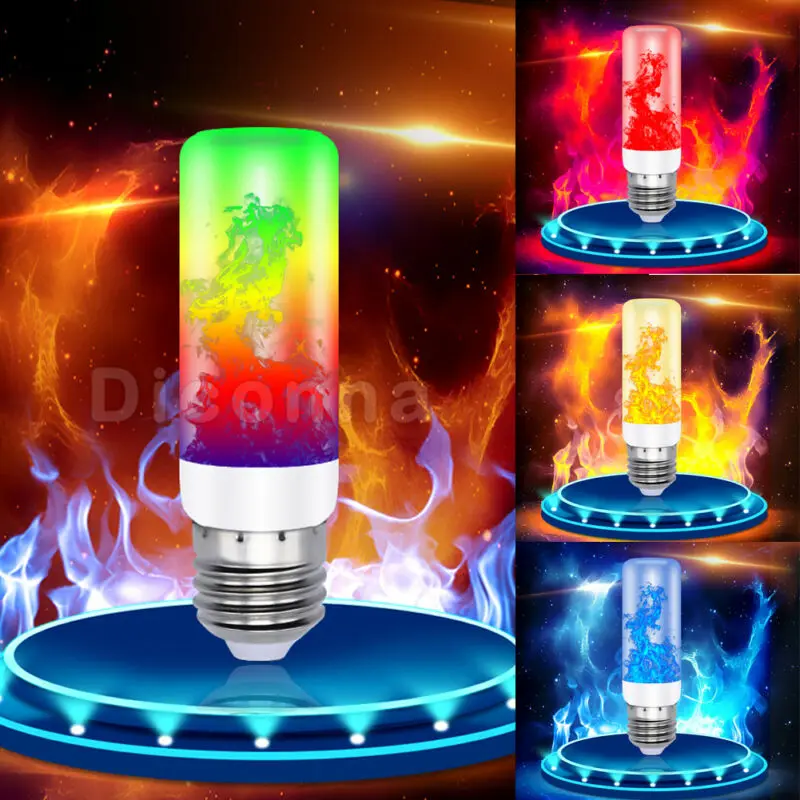 Новые модные забавные 3/4 режимов E27 7 видов цветов огонь LED эффект светильник