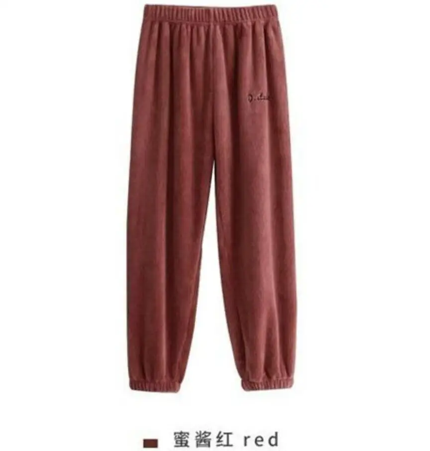 Pants-red Зимний толстый женский пижамный комплект, осенне-зимняя фланелевая теплая Пижама с рисунком, Женская домашняя одежда, женская пижама - Цвет: Pants-red