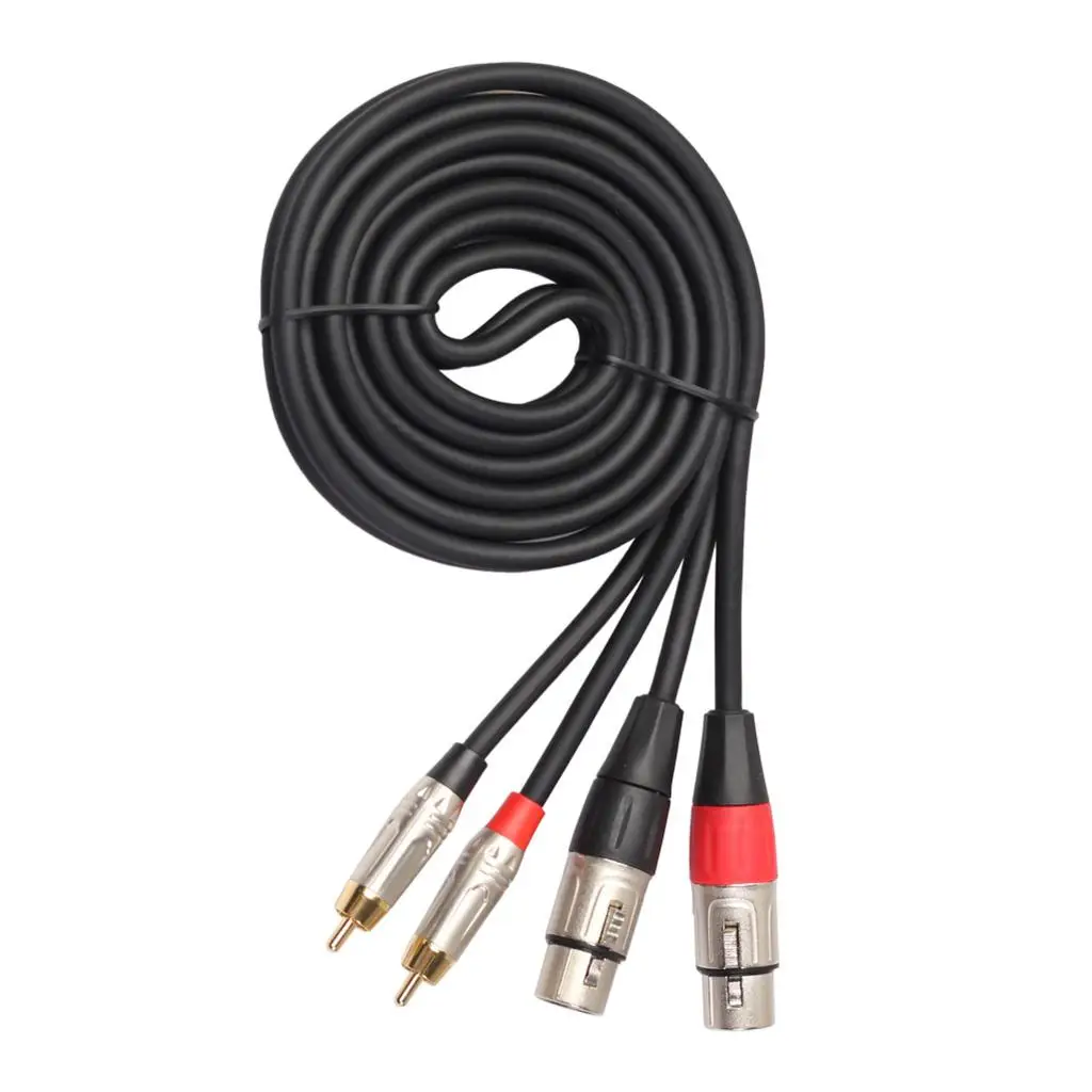 

5.9/9.8ft 6mm Copper Dual XLR Female to Dual RCA Male Cable for Mic Black
