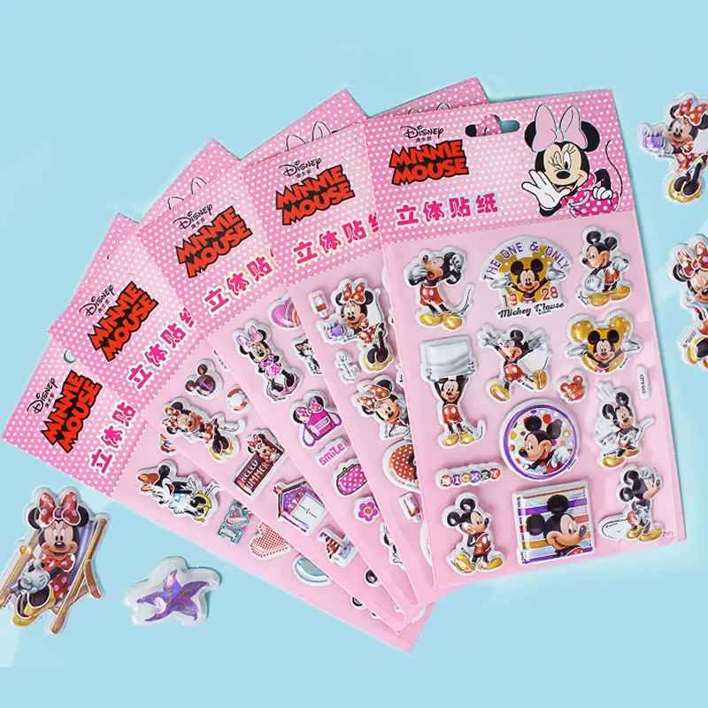 Объемные пухлые наклейки с Микки-Маусом водостойкие Мультяшные Стикеры для