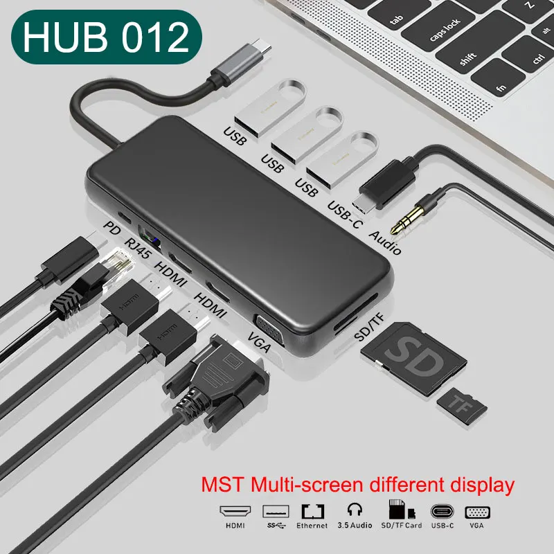 Мульти usb-хаб usb c концентратор типа hdmi VGA RJ45 лучше для ugreen baseus док-станция ноутбука