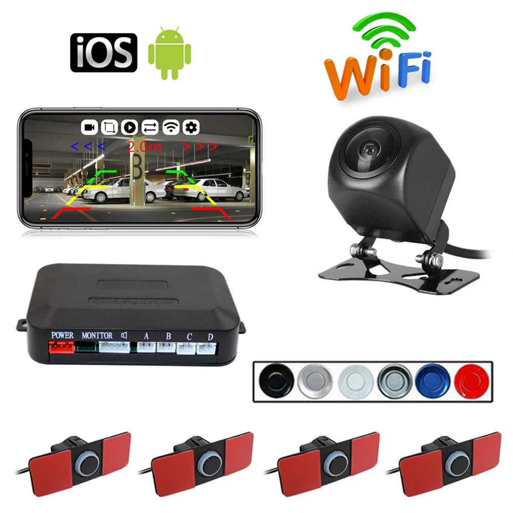 

Wireless WIFI Car Rear View Reverse Parking Cam Radar System Rearview Camera Universal Set with Installation Kits