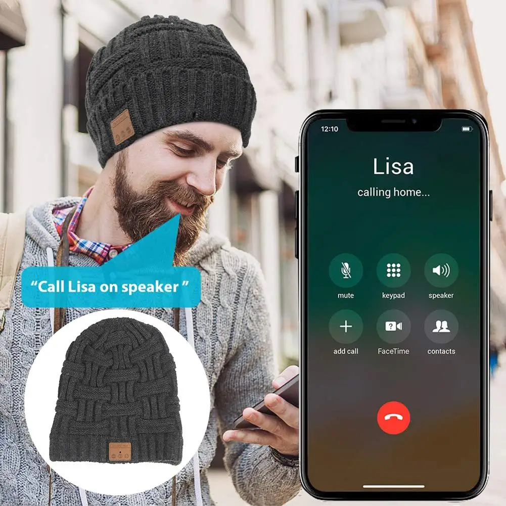Bluetooth 5,0, беспроводные наушники, музыкальная шапка, колпачок для наушников, HD стерео динамик для зимнего фитнеса, спорта для мужчин и женщин, подарки