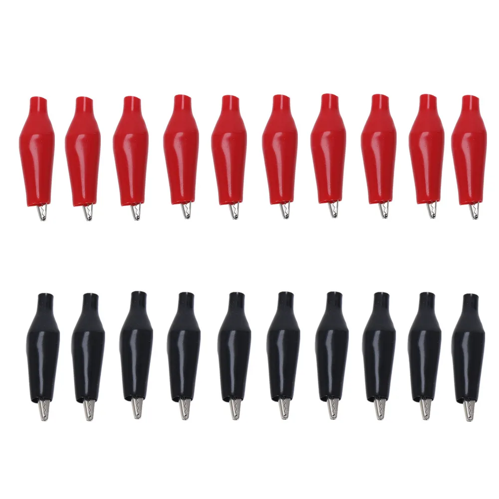 10xBLACK-10xRed 20 шт. 28 мм металлический зажим крокодил Электрический зажим Тестирование зонд метр Черный Красный с пластиковой загрузкой авто Батарея - Цвет: 10xBLACK-10xRed