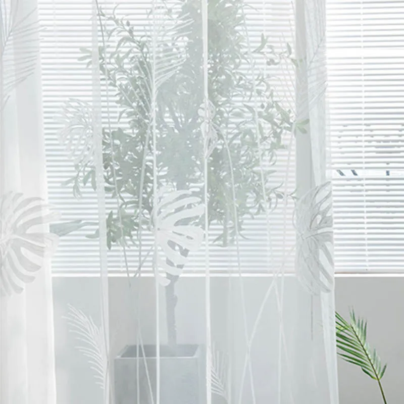 Пасторальный оконный экран с вышивкой пальмовых листьев японский дышащий и