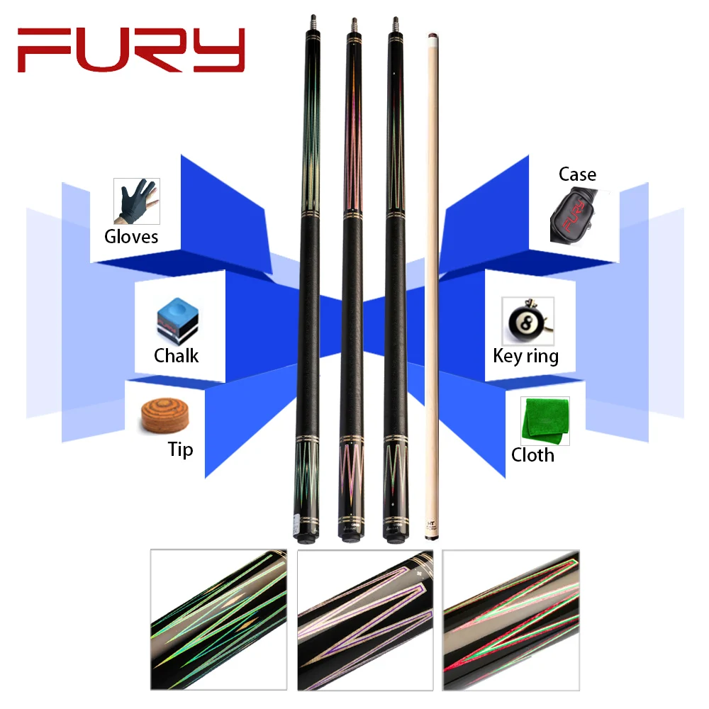 FURY Biiliard CL 1-3 набор кия для бассейна 13 мм Tiger Tip Профессиональный клен HTO вал с Чехол 3 цвета клен биллар Китай