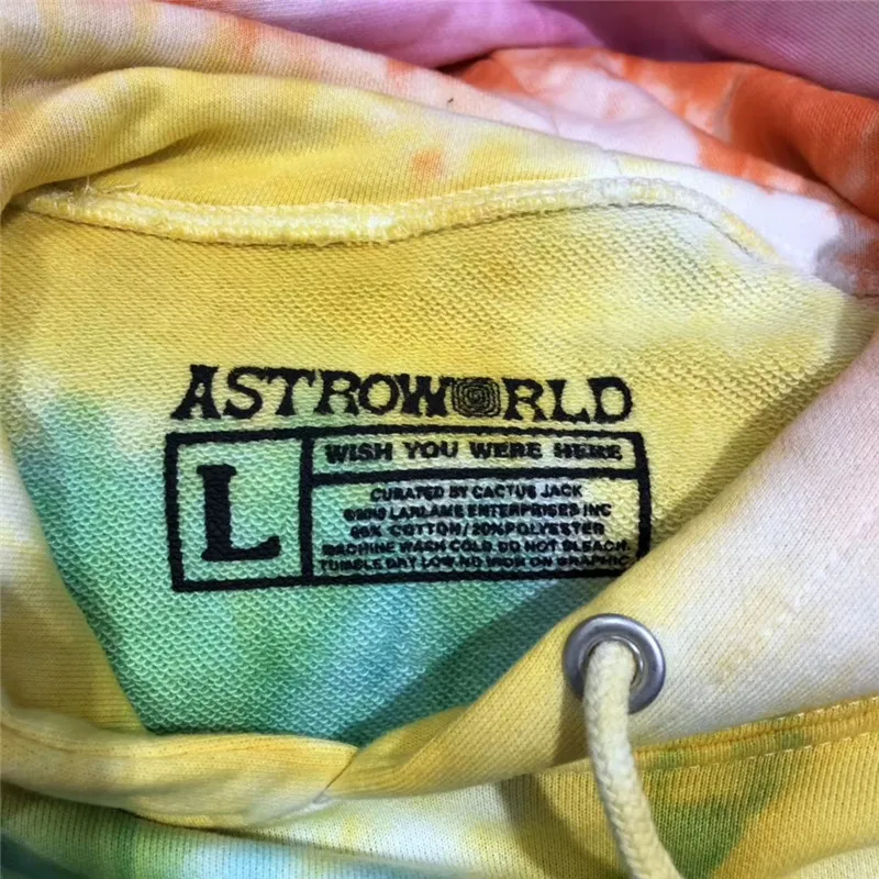 

Tie dyeing Travis Scott ASTROWORLD Women Men Hoodies 1:1 Sweatshirts Fashion Casual Hip-hop Mens TRAVIS SCOTT Hoodie Pullover