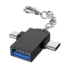 Адаптер OTG 2 в 1, Переходник USB 3,0 Мама на Micro USB папа и папа USB C папа, алюминиевый сплав на переходнике для телефона