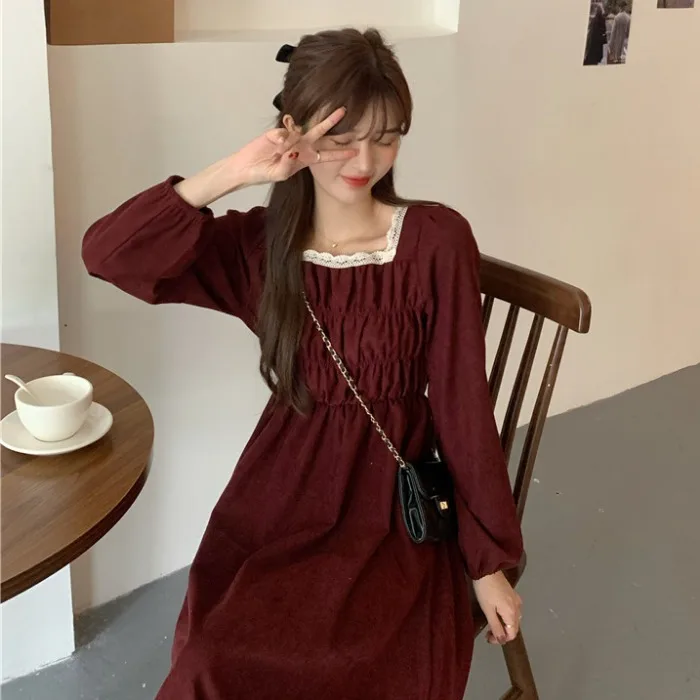 Новогоднее красное платье в стиле хепберн новинка 2021 женская одежда для ранней