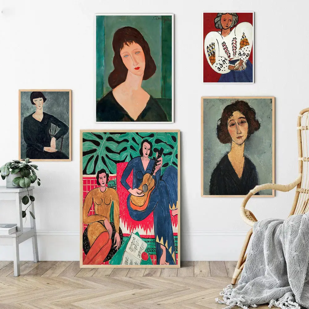 

French Matisse Abstract Figure Canvas Painting Living Room Home Decor Vintage Fashion Girl Wall Art Poster Pictures Nordic
