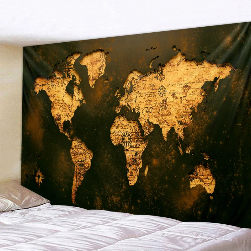 

World map print tapestry bohemian colorful map mandala wall hanging beach towel blanket yoga sleeping mat home decoration