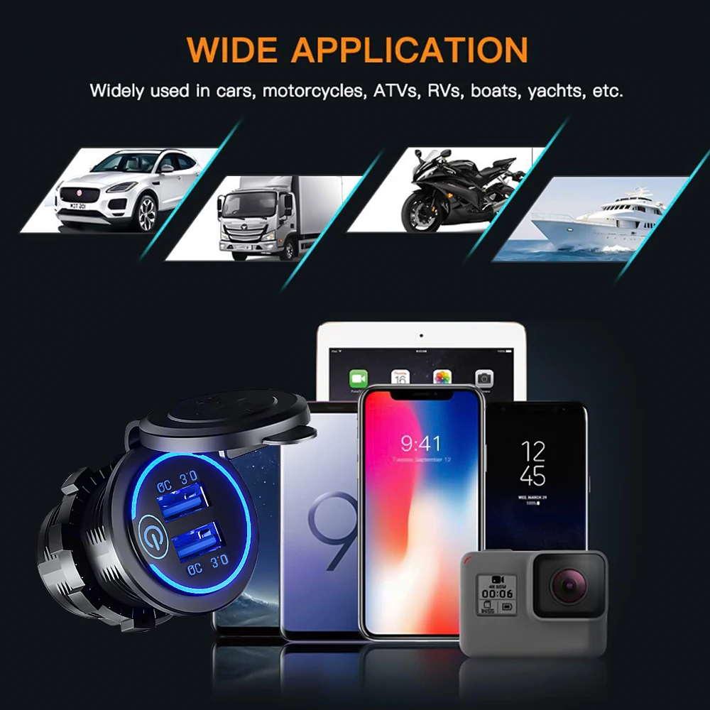 cigarette lighter socket car usb 12v 24v cigarette powerful lighters qc3 0 fast charging phone ipad charge electronics accessor free global shipping