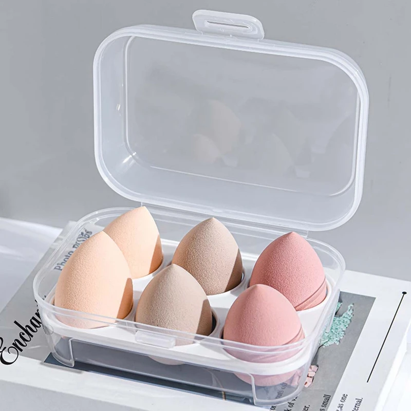

Transparent 6 Grids Travel Beauty Powder Puff Storage Box Makeup Egg Drying Case