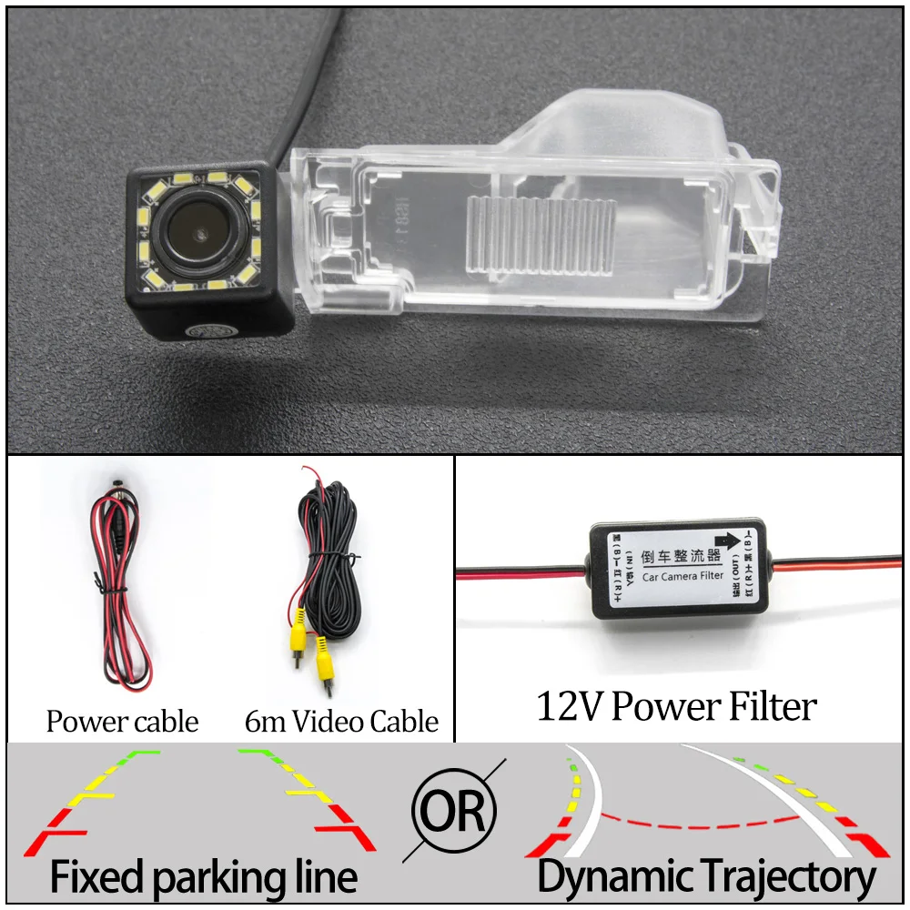 12LED Cam N Filter Для Ford Escape 2008-2012/Explorer U251 2006-2010/Edge U387~ Автомобильная фиксированная или динамическая траектория камера заднего вида - Название цвета: 12LED Cam N Filter