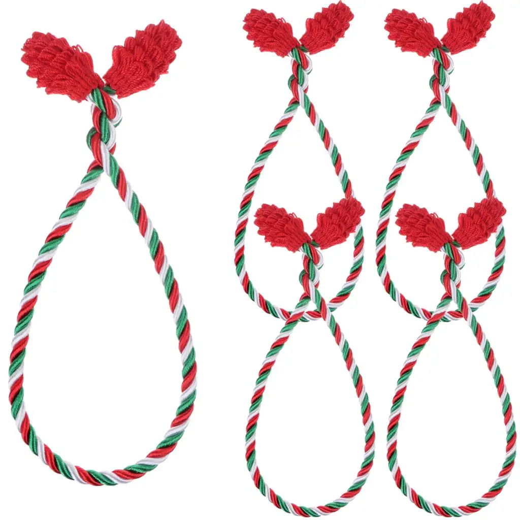 

5Pcs Brand New Christmas Garland Ties Christmas Decorative Twist Ties With Tassels Ends Party Supplies