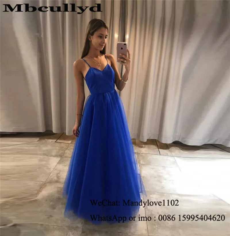 

Mbcullyd Royal Blue Long Evening Dresses 2020 A Line Tulle Prom Dress For Women vestidos de fiesta largos elegantes de gala