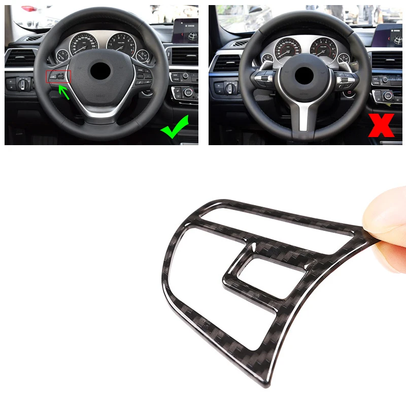 

For BMW 3 Series 3GT F30 F34 2016 2017 2018 Car Steering Wheel Panel Switch Button Frame Carbon Fiber Texture Cover Decor