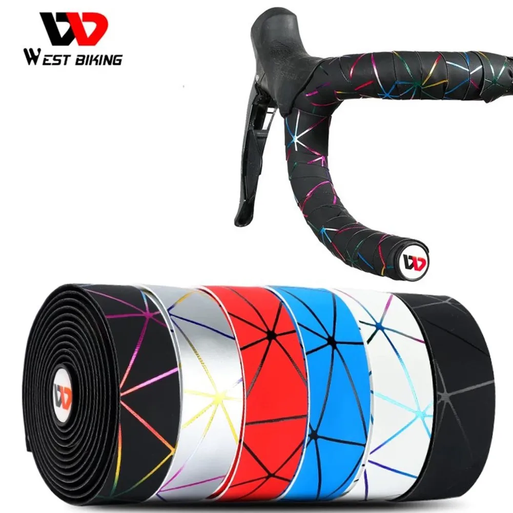 

WEST BIKING Bike Handlebar Tape EVA PU Road Bike Handlebar Strap Non-slip Shock-reducing Grip Wrap Colorful Line Strap