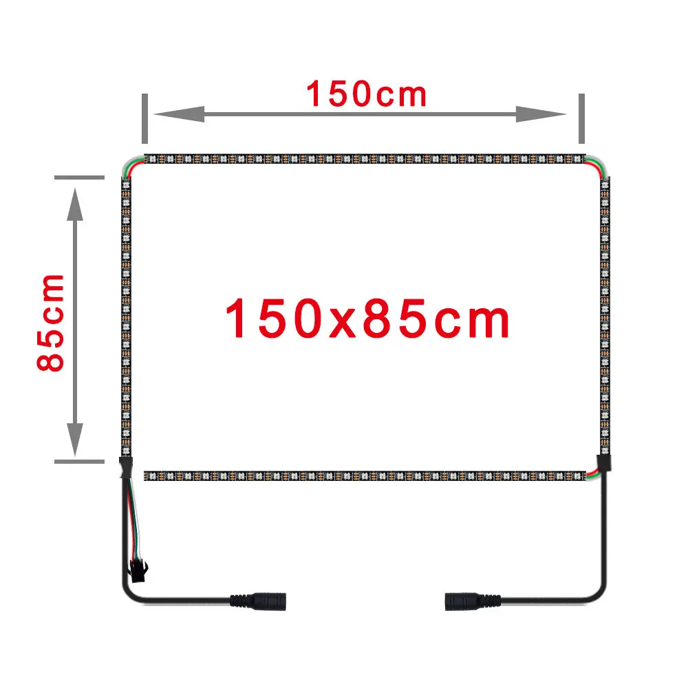 150cm x 85cm 4K Ambi светильник набор для телевизора динамический светильник светодиодный ТВ задний светильник s рассеянный косой светильник ing для HDMI источников 4"-80" ТВ домашний кинотеатр без ПК - Испускаемый цвет: 150cm x 85cm