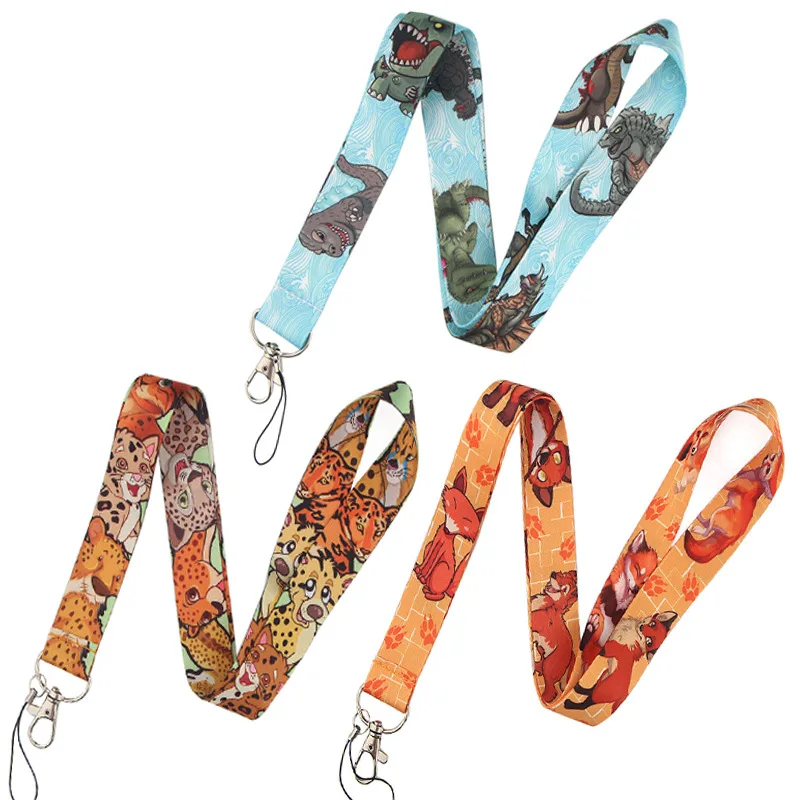 10 шт./лот ремешок на шею с изображением животных леопарда лисы для ключей