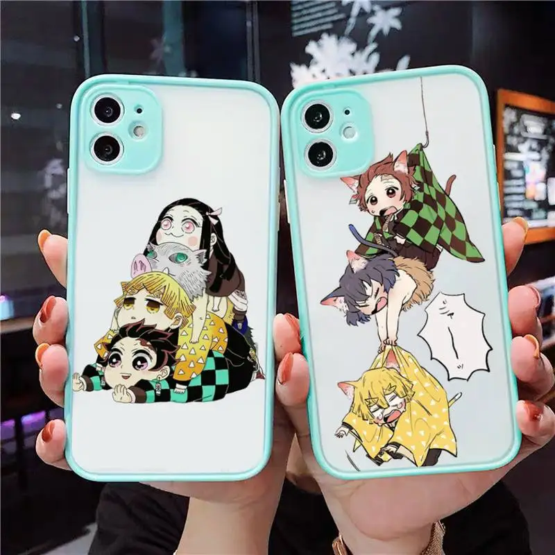 

Demon Slayer Kimetsu No Yaiba Phone Case Matte Transparent for iPhone 7 8 11 12 s mini pro X XS XR MAX Plus cover funda
